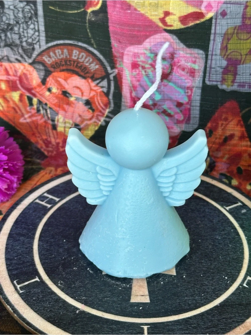 Handmade Blue Angel Candle – Winged Guardian Figure